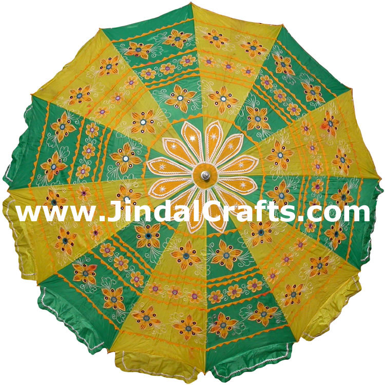 Embroidered Garden Umbrella - Cotton Made Indian Art