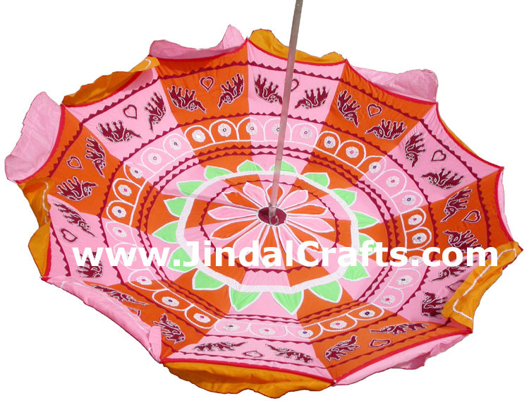 Colorful Embroidered Garden Umbrella India Applique Art