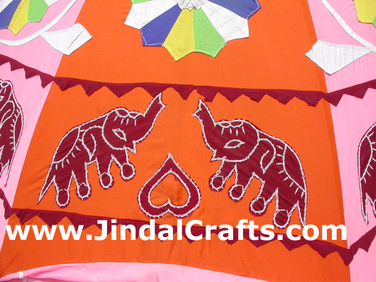 Colorful Embroidered Garden Umbrella India Applique Art