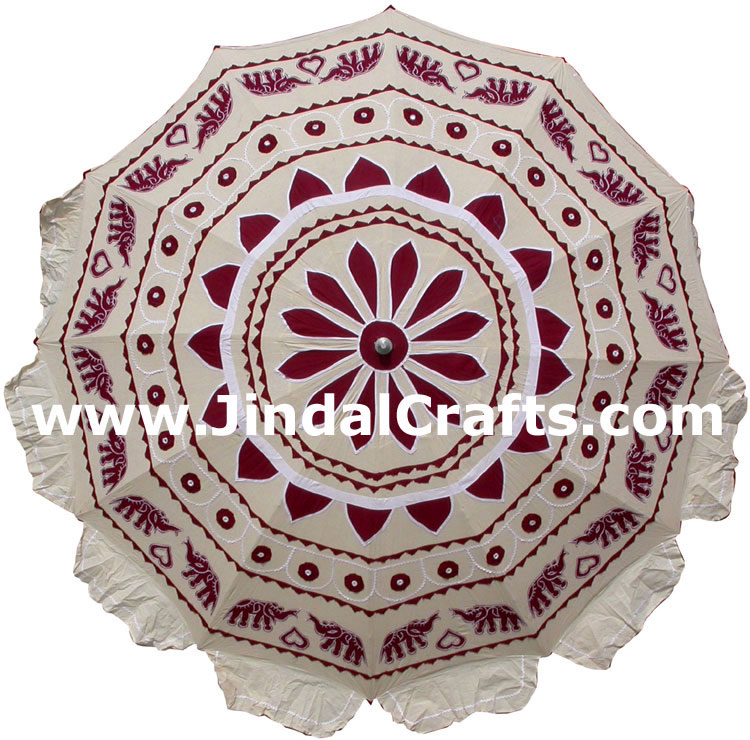 Colorful Hand Embroidered Garden Parasols India Applique Decorative Art Folding