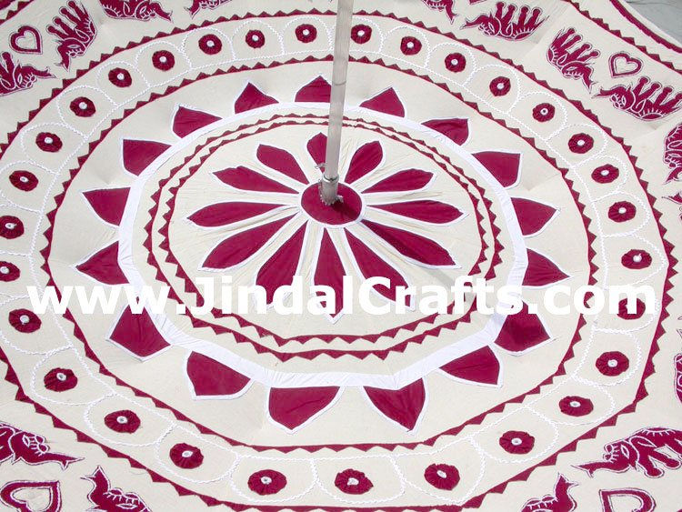 Colorful Hand Embroidered Garden Parasols India Applique Decorative Art Folding