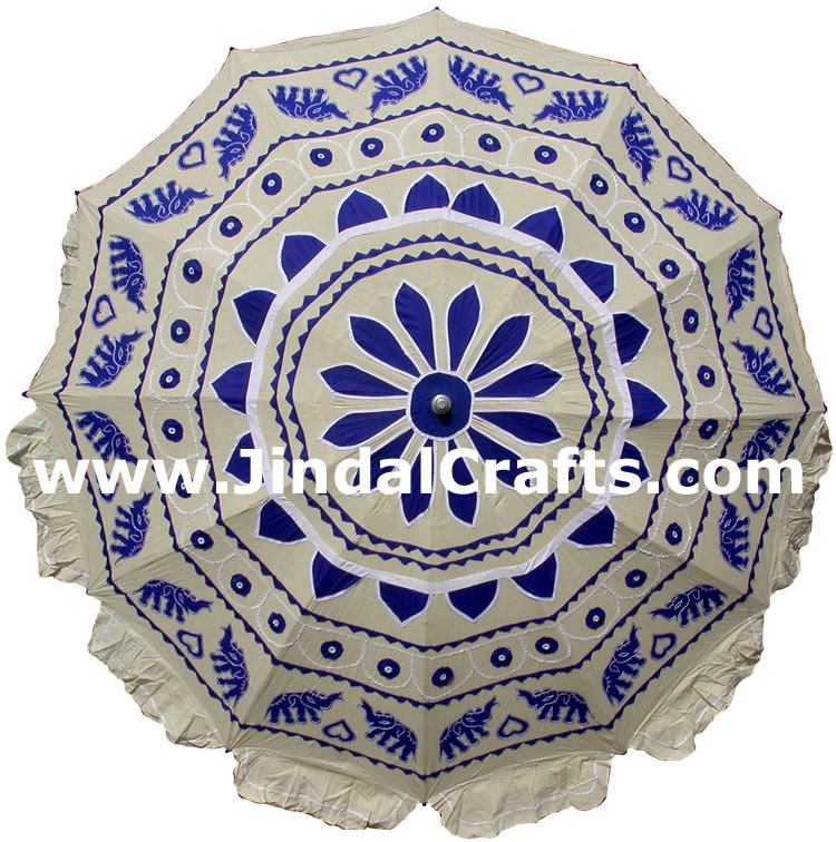 Colorful Hand Embroidered Garden Parasols India Applique Decorative Art Folding