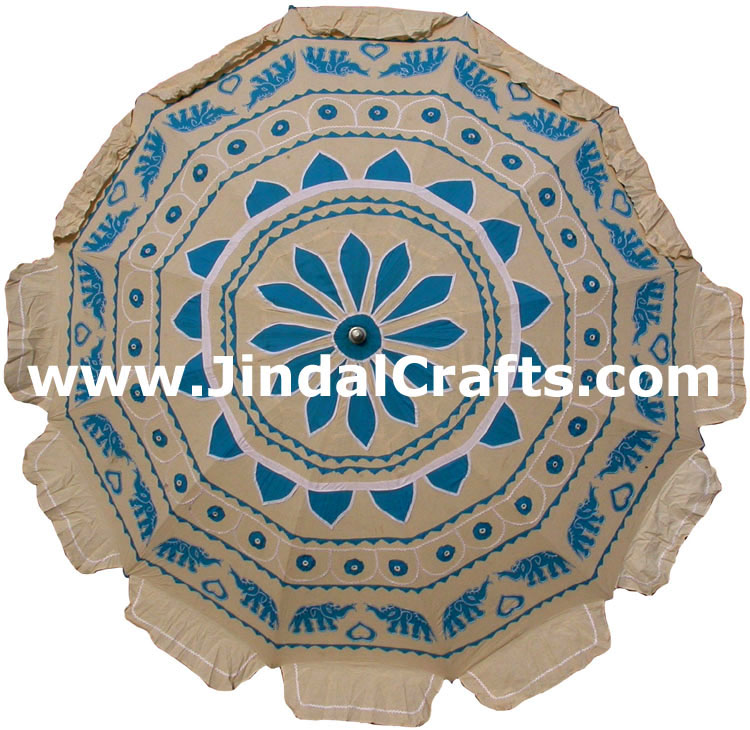 Colorful Hand Embroidered Garden Parasols India Applique Decorative Art Folding