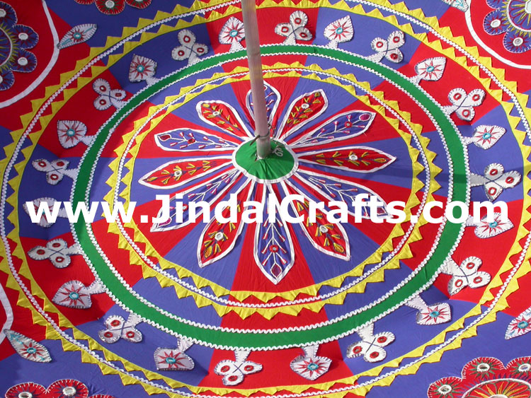 Embroidered Garden Umbrella - Cotton Made Indian Art