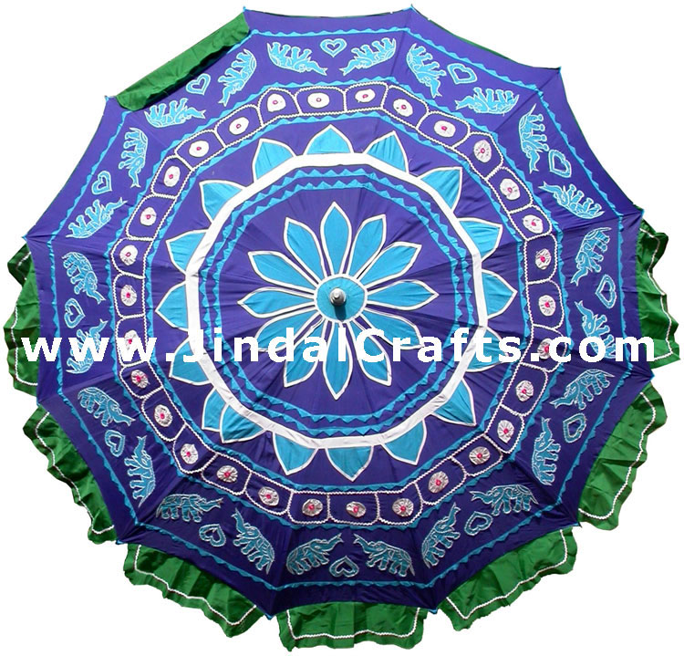 Embroidered Garden Parasol - Cotton Made Indian Art