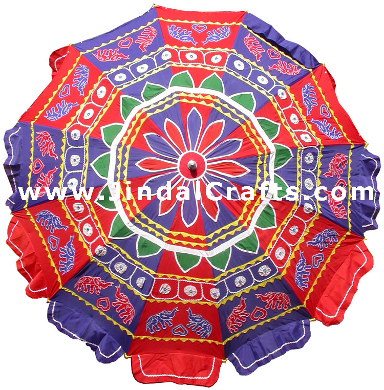 Embroidered Garden Parasol - Cotton Made Indian Art
