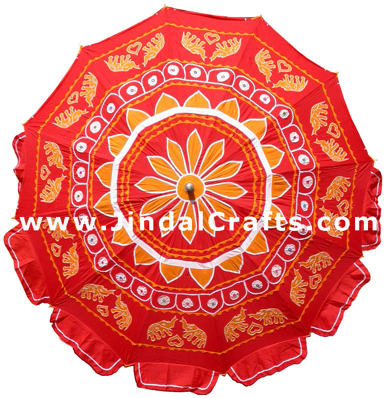 Embroidered Garden Parasol - Cotton Made Indian Art