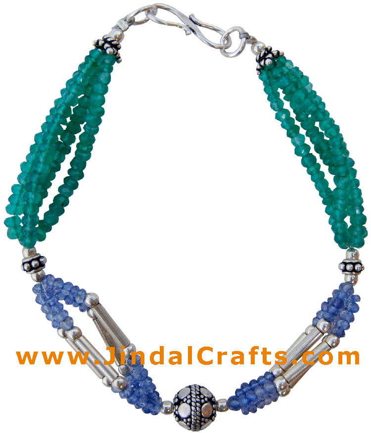 Handmade Silver / Semi Precious Stones Bracelet Jewelry India Art Novica Gaiam