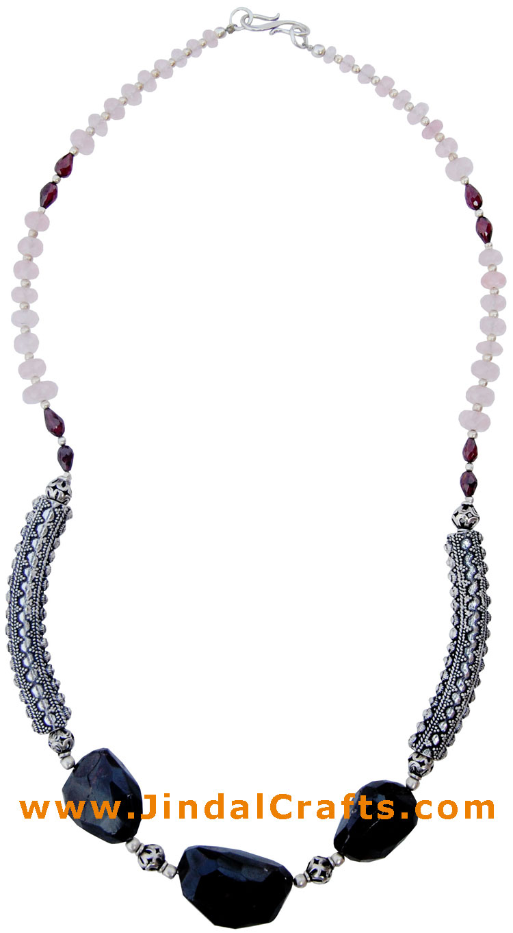Handmade Silver Semi Precious Stones Necklace Choker India Jewelry Art Novica