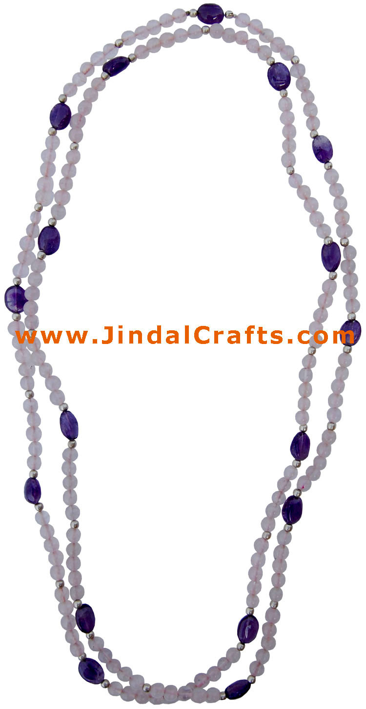 Handmade Silver / Semi Precious Stones Long Necklace Indian Art Novica Gaiam
