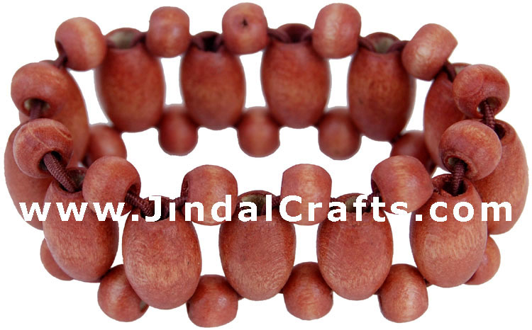 Handmade Wooden Beads Bracelet India Tribal Jewelry