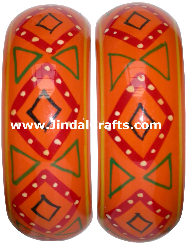 Wooden Bangle Pair - Wooden Fashion Jewelry India