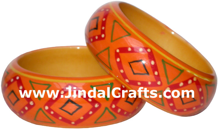 Wooden Bangle Pair - Wooden Fashion Jewelry India