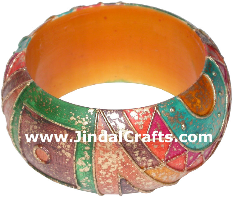 Embossed Wooden Designer Bangles Fashion Jewelry India