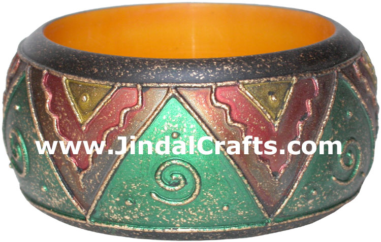 Embossed Wooden Designer Bangles Fashion Jewelry India