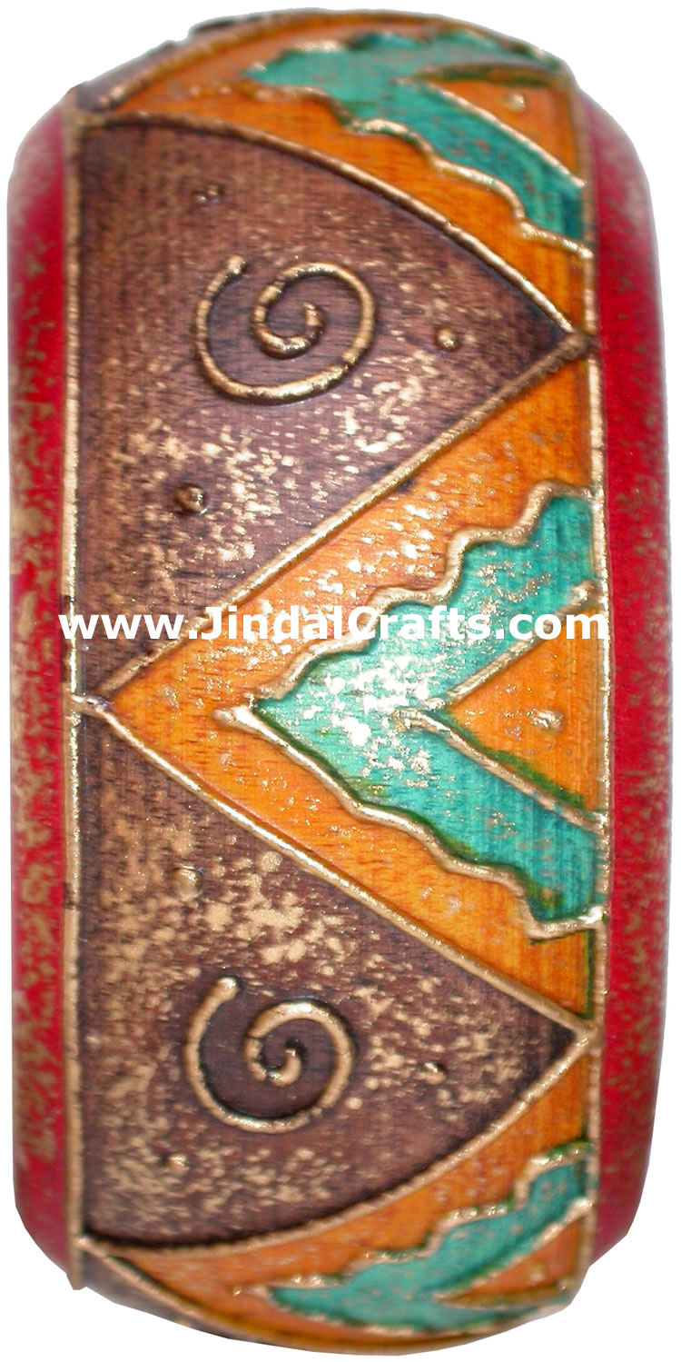 Embossed Wooden Designer Bangles Fashion Jewelry India