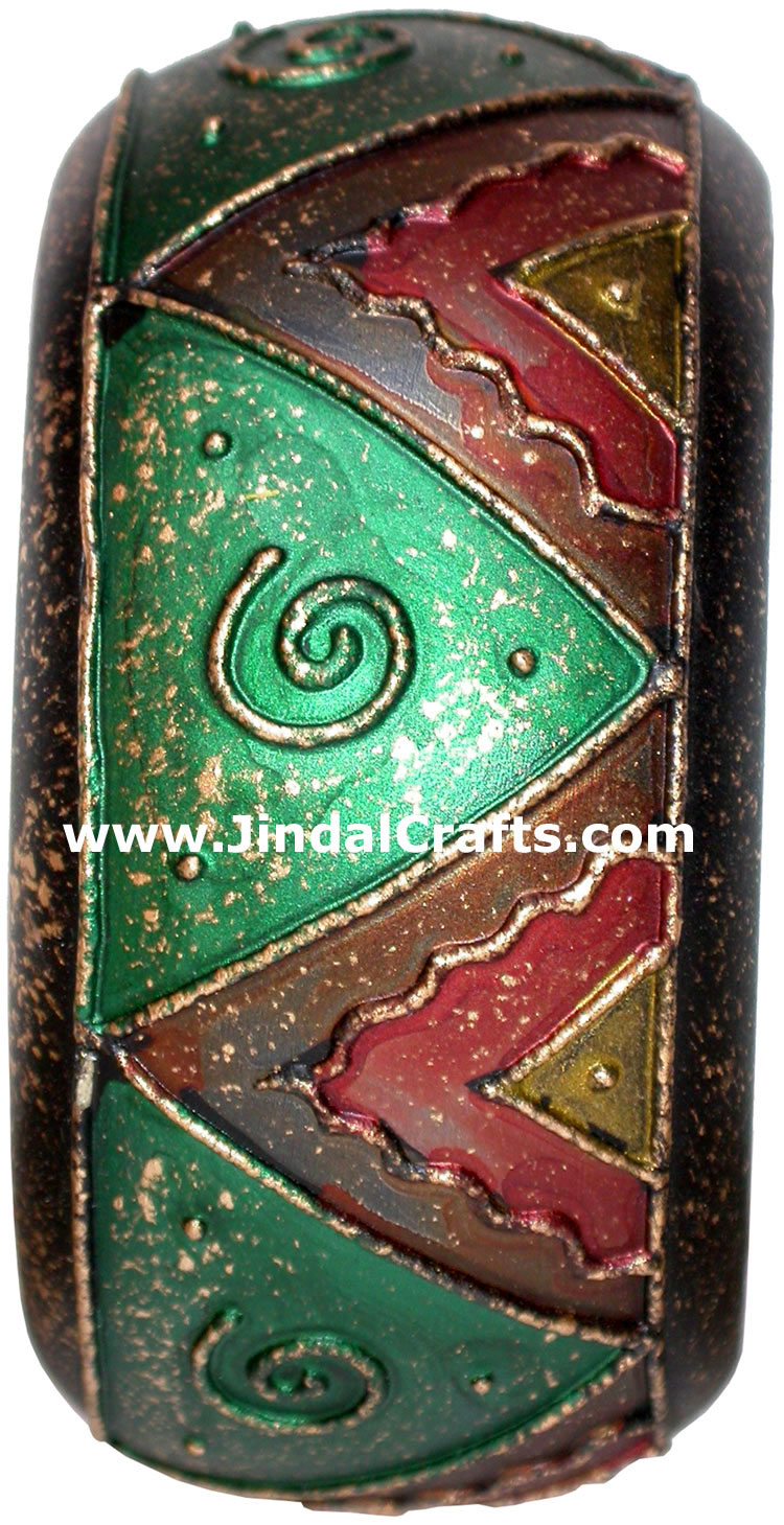 Embossed Wooden Designer Bangles Fashion Jewelry India