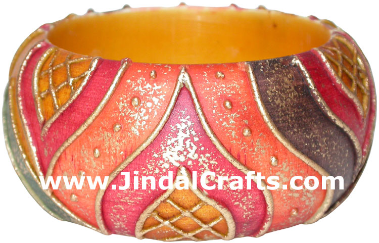 Embossed Wooden Designer Bangles Fashion Jewelry India