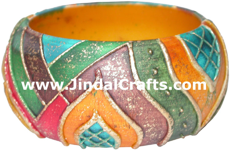 Embossed Wooden Designer Bangles Fashion Jewelry India