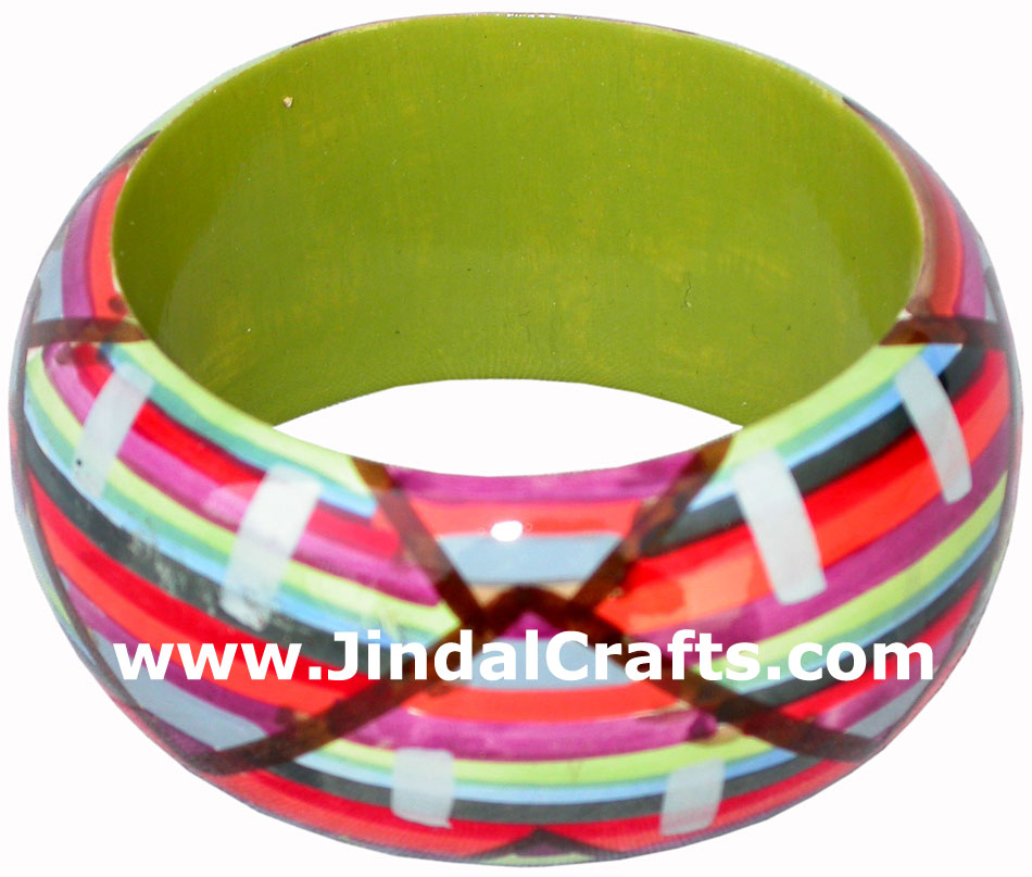 Wooden Bangle - Hand Painted Indian Handicraft Art Crafts Fashion Jewelry