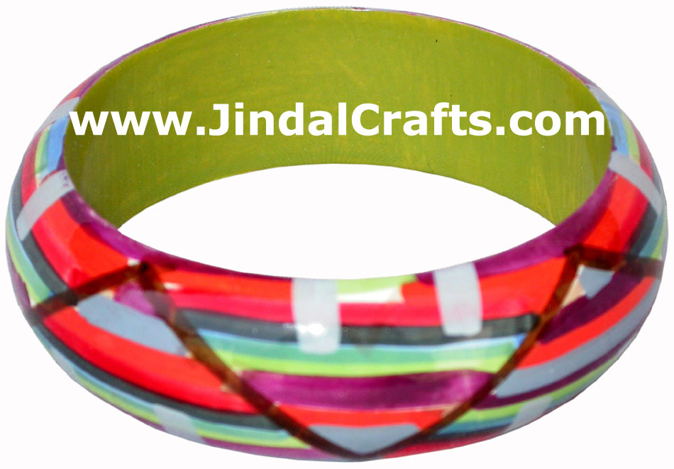 Wooden Bangle - Hand Painted Indian Handicraft Art Crafts Fashion Jewelry