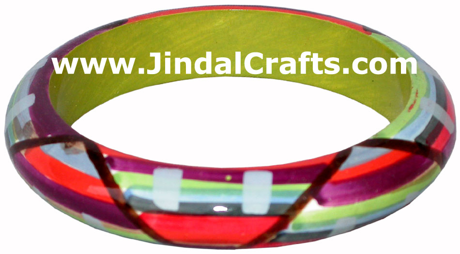 Wooden Bangle - Hand Painted Indian Handicraft Art Crafts Fashion Jewelry