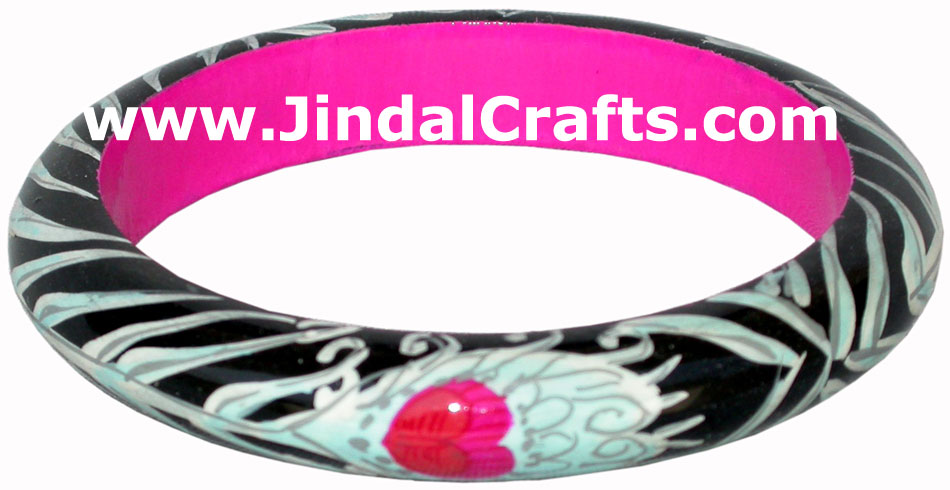 Wooden Bangle - Hand Painted Indian Handicraft Art Crafts Fashion Jewelry