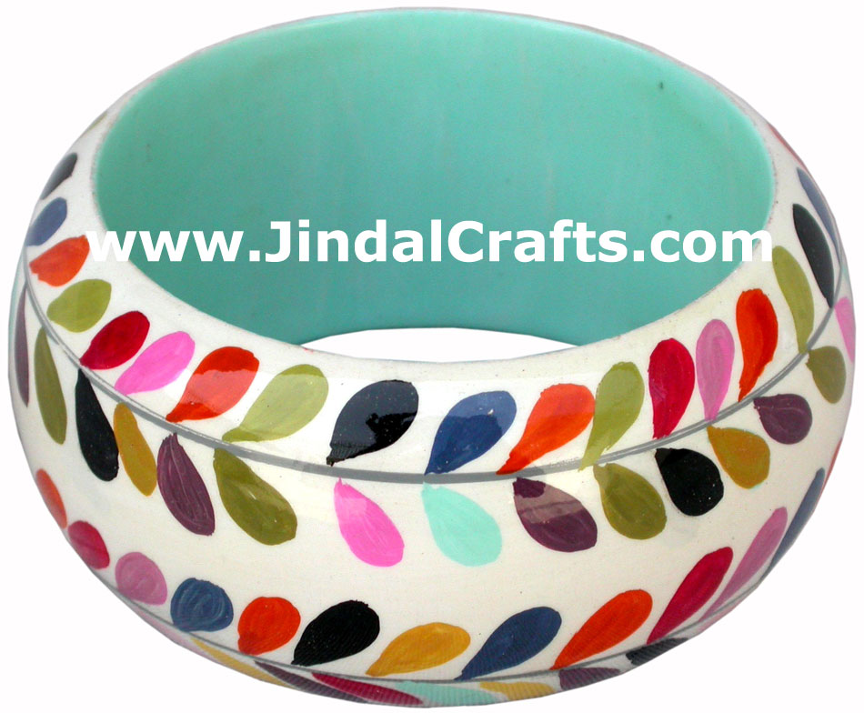 Wooden Bangle - Hand Painted Indian Handicraft Art Crafts Fashion Jewelry
