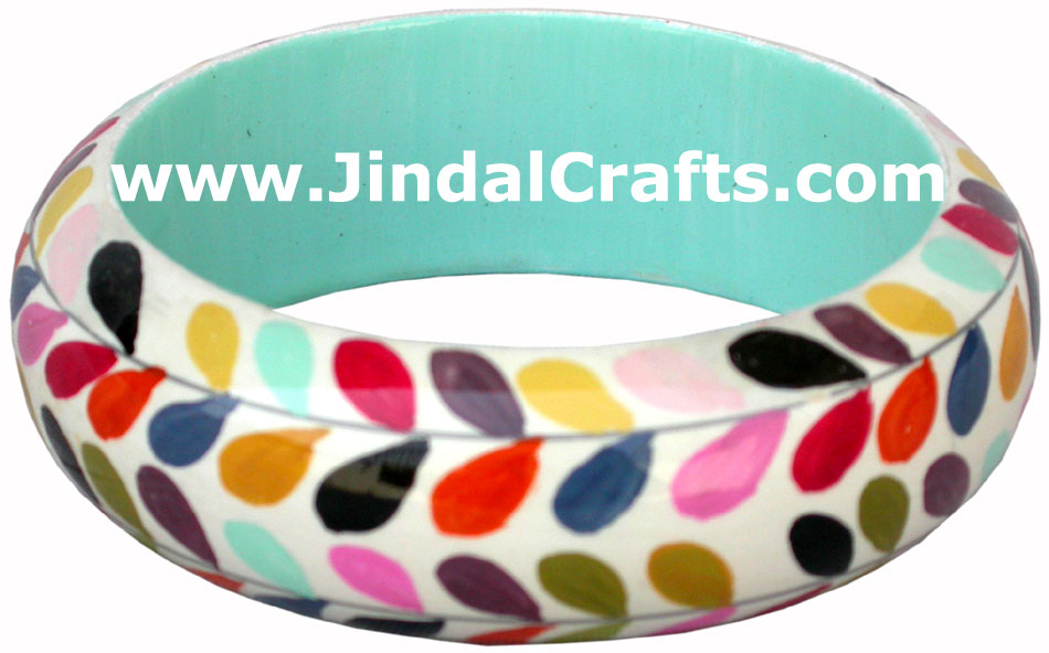 Wooden Bangle - Hand Painted Indian Handicraft Art Crafts Fashion Jewelry