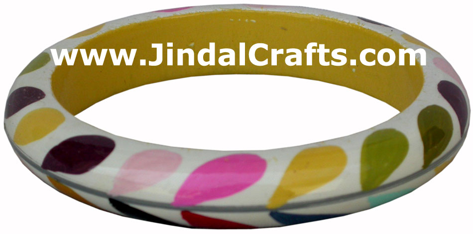 Wooden Bangle - Hand Painted Indian Handicraft Art Crafts Fashion Jewelry
