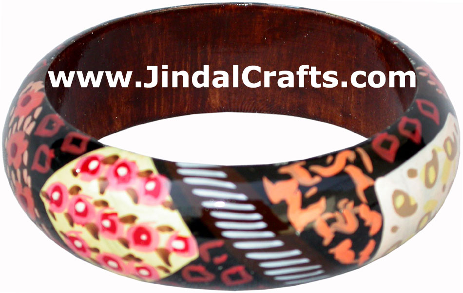 Wooden Bangle - Hand Painted Indian Handicraft Art Crafts Fashion Jewelry