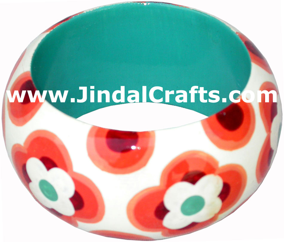 Wooden Bangle - Hand Painted Indian Handicraft Art Crafts Fashion Jewelry