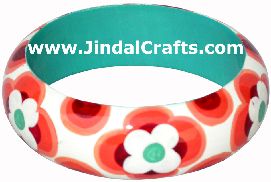 Wooden Bangle - Hand Painted Indian Handicraft Art Crafts Fashion Jewelry