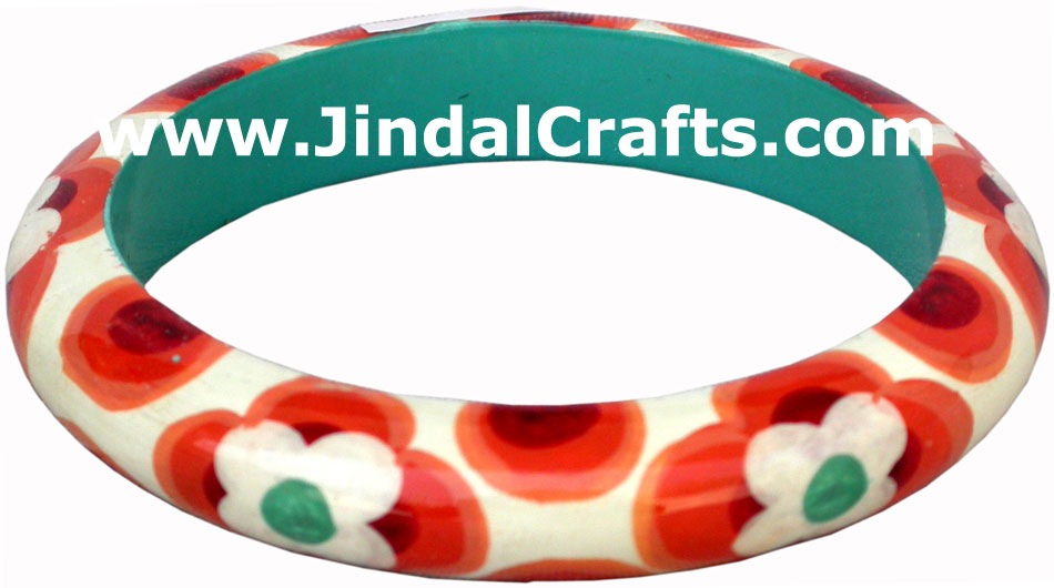 Wooden Bangle - Hand Painted Indian Handicraft Art Crafts Fashion Jewelry