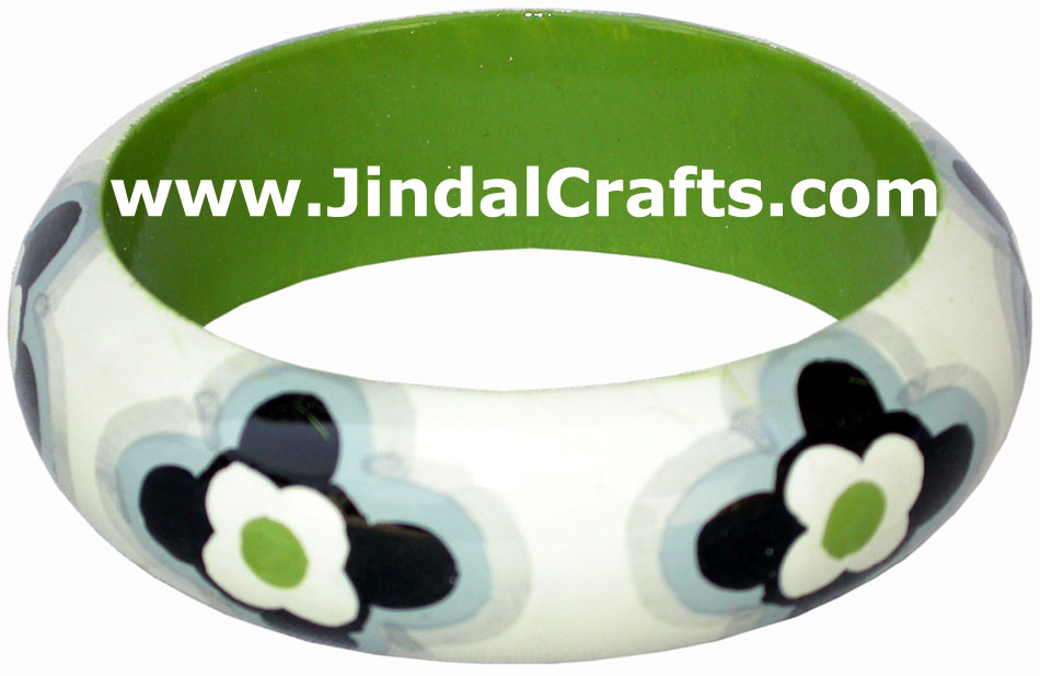Wooden Bangle - Hand Painted Indian Handicraft Art Crafts Fashion Jewelry