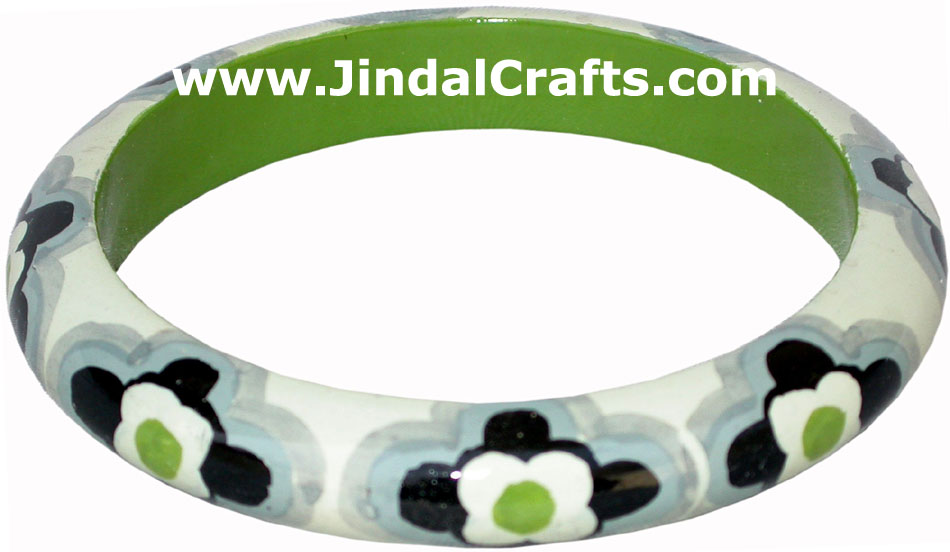 Wooden Bangle - Hand Painted Indian Handicraft Art Crafts Fashion Jewelry