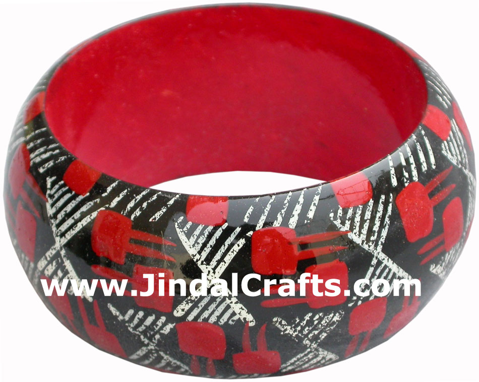 Wooden Bangle - Hand Painted Indian Handicraft Art Crafts Fashion Jewelry