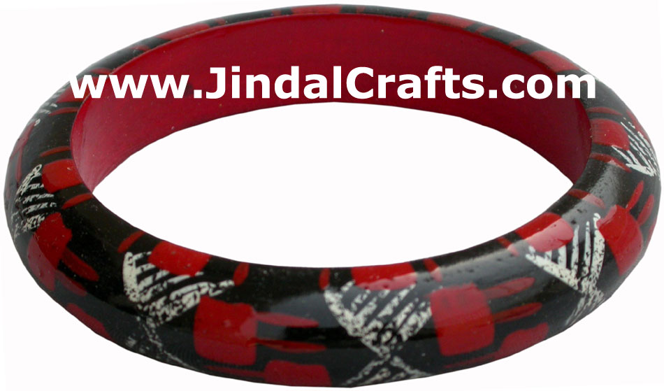 Wooden Bangle - Hand Painted Indian Handicraft Art Crafts Fashion Jewelry