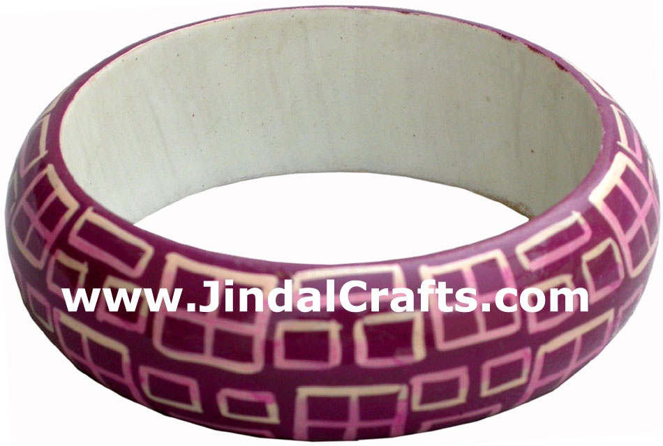 Wooden Bangle - Hand Painted Indian Handicraft Art Crafts Fashion Jewelry