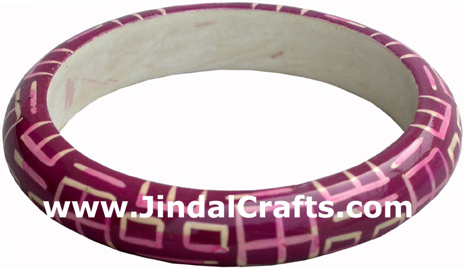 Wooden Bangle - Hand Painted Indian Handicraft Art Crafts Fashion Jewelry
