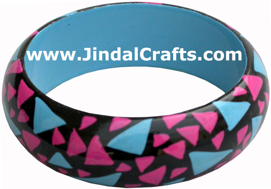 Wooden Bangle - Hand Painted Indian Handicraft Art Crafts Fashion Jewelry