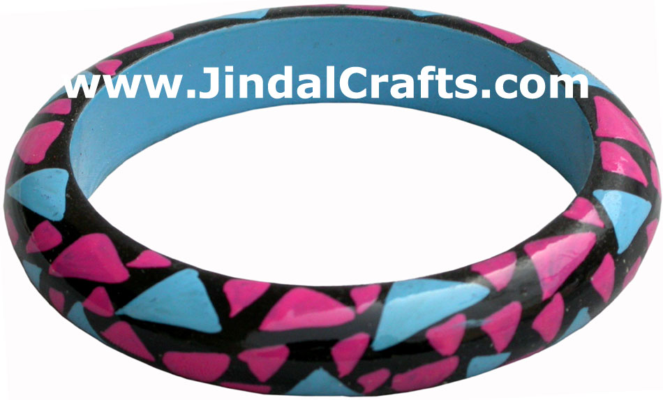 Wooden Bangle - Hand Painted Indian Handicraft Art Crafts Fashion Jewelry