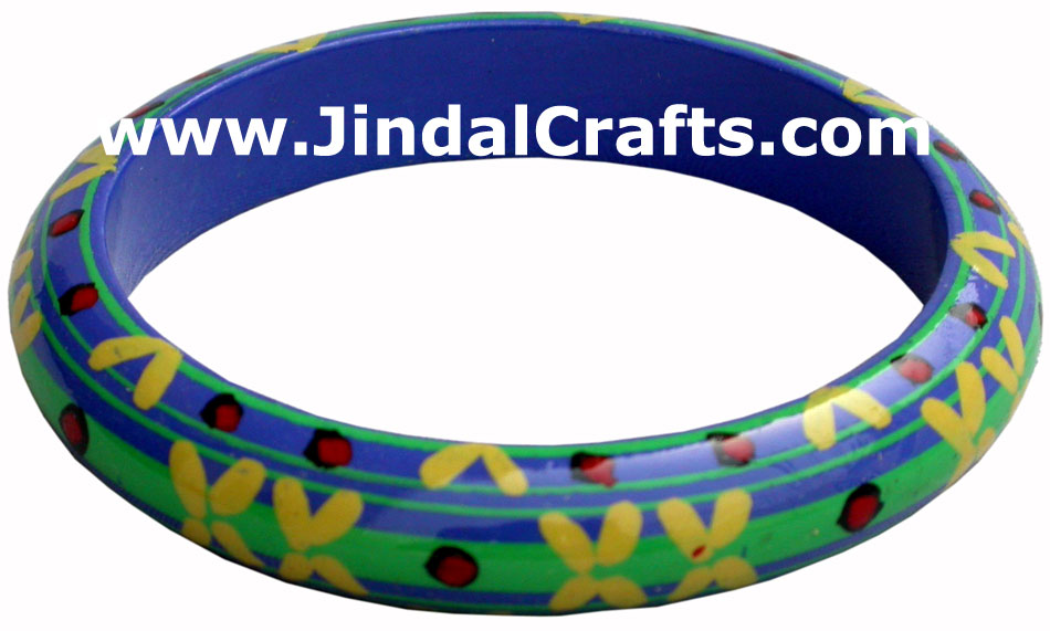 Wooden Bangle - Hand Painted Indian Handicraft Art Crafts Fashion Jewelry