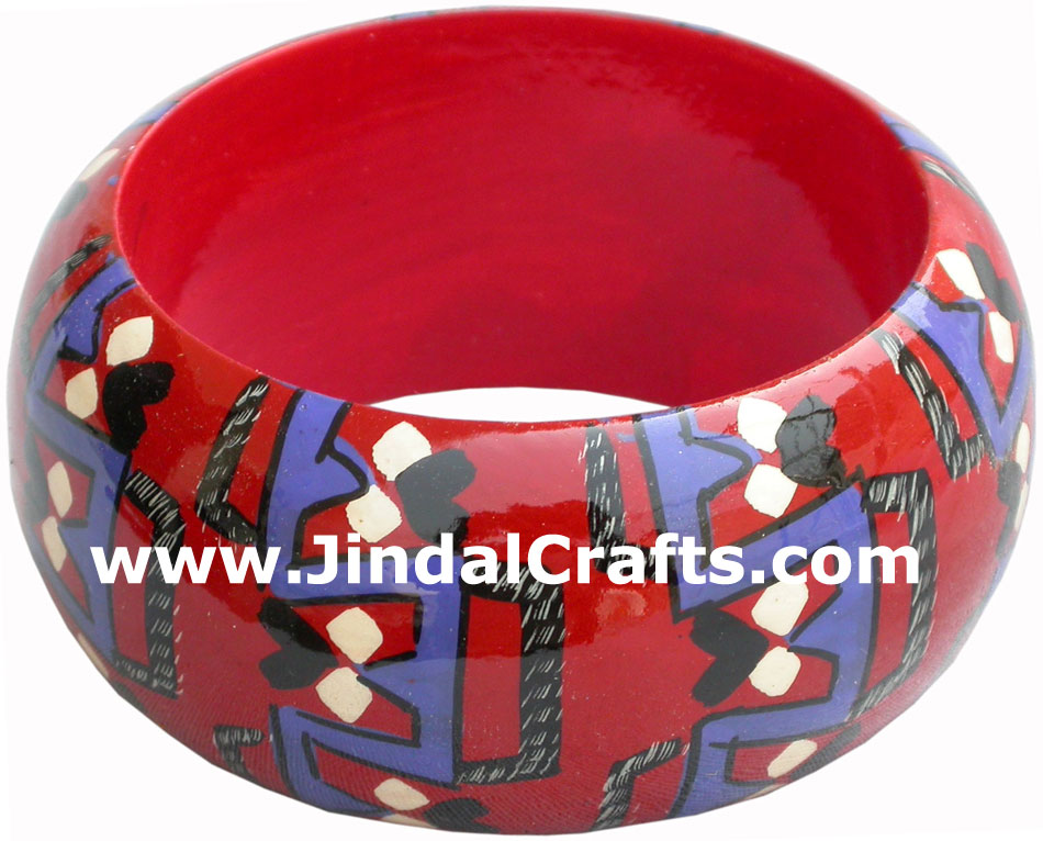 Wooden Bangle - Hand Painted Indian Handicraft Art Crafts Fashion Jewelry