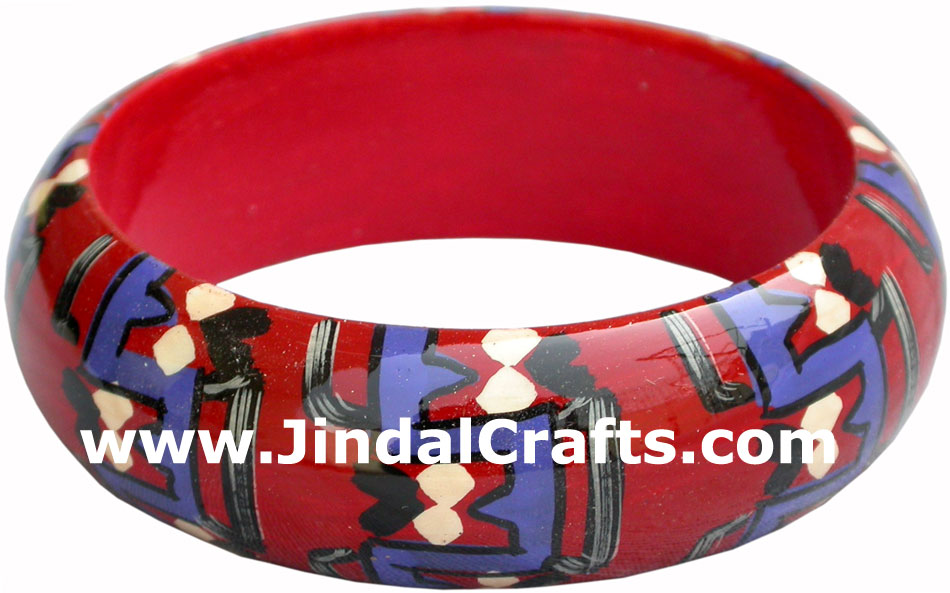 Wooden Bangle - Hand Painted Indian Handicraft Art Crafts Fashion Jewelry