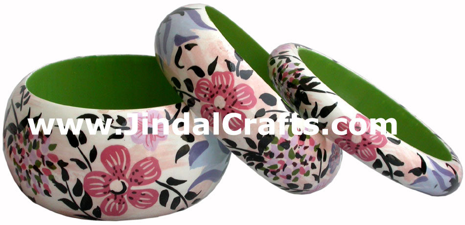 Wooden Bangle - Hand Painted Indian Handicraft Art Crafts Fashion Jewelry
