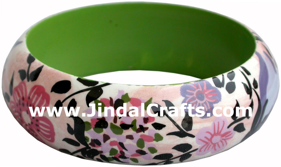 Wooden Bangle - Hand Painted Indian Handicraft Art Crafts Fashion Jewelry