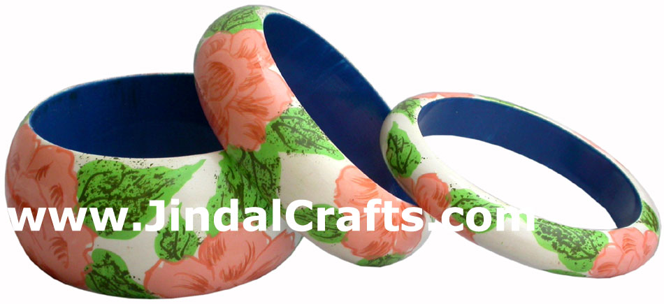 Wooden Bangle - Hand Painted Indian Handicraft Art Crafts Fashion Jewelry
