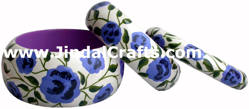 Wooden Bangle - Hand Painted Indian Handicraft Art Crafts Fashion Jewelry