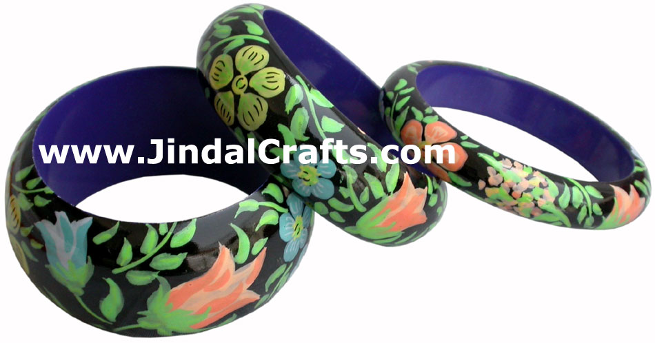Wooden Bangle - Hand Painted Indian Handicraft Art Crafts Fashion Jewelry